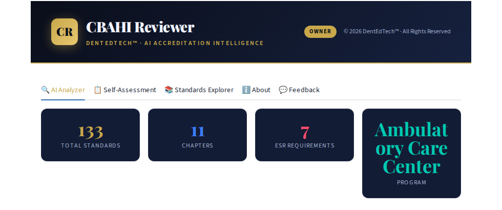 Screenshot of CBAHI Reviewer