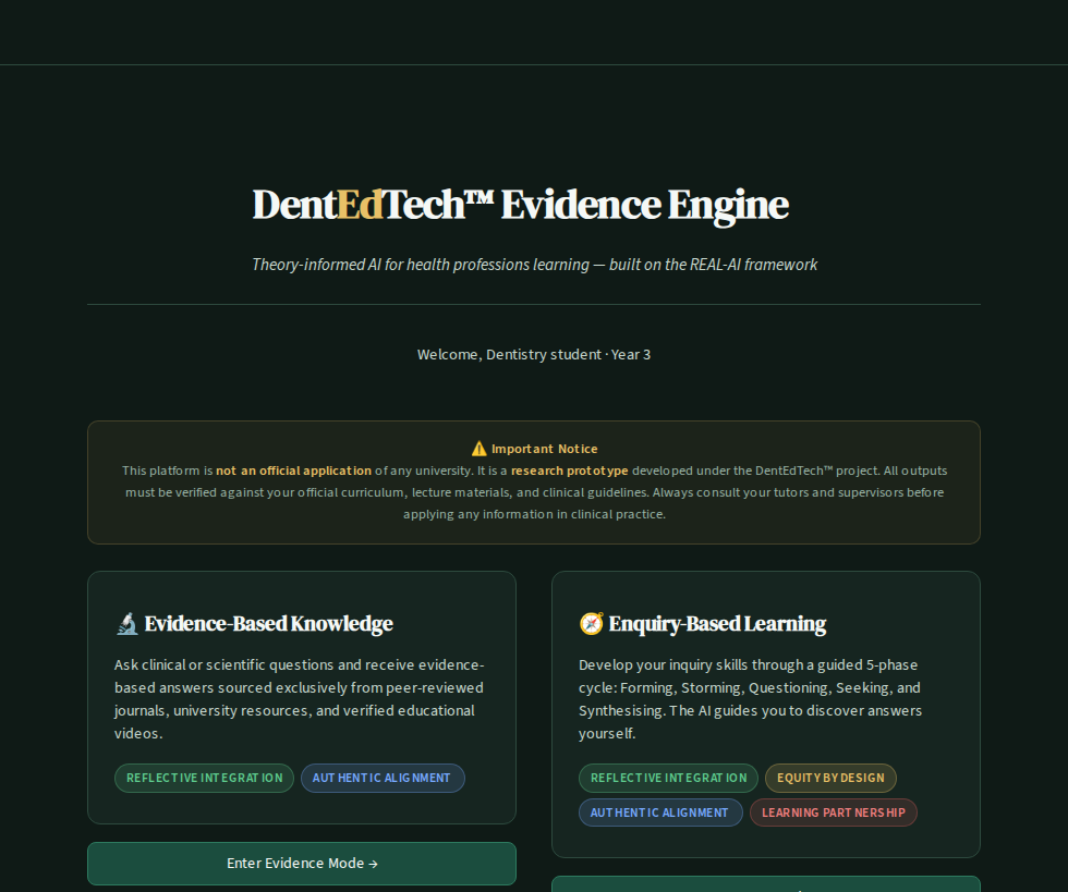 Screenshot of Evidence Engine (EBL)