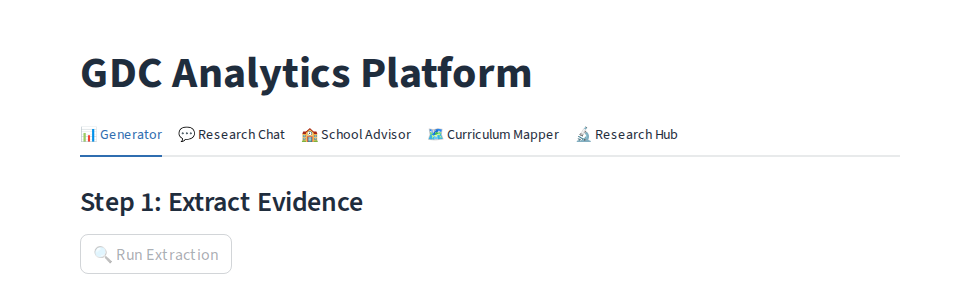 Screenshot of GDC Analytics Platform